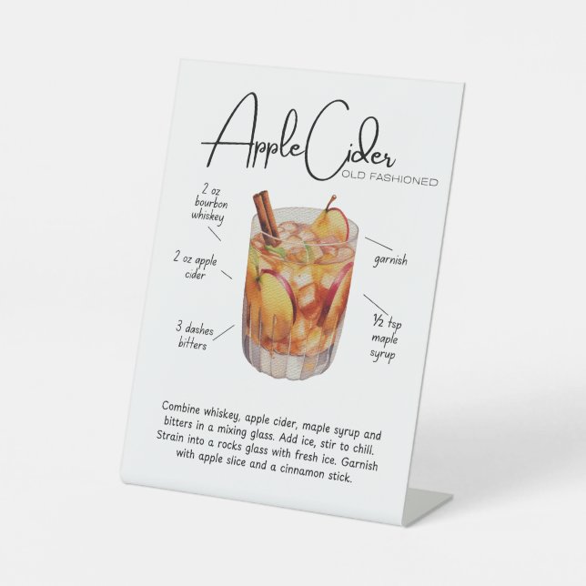 Expositor En L Apple Cider Old-Fashioned Cocktail Pedestal Sign (Anverso)
