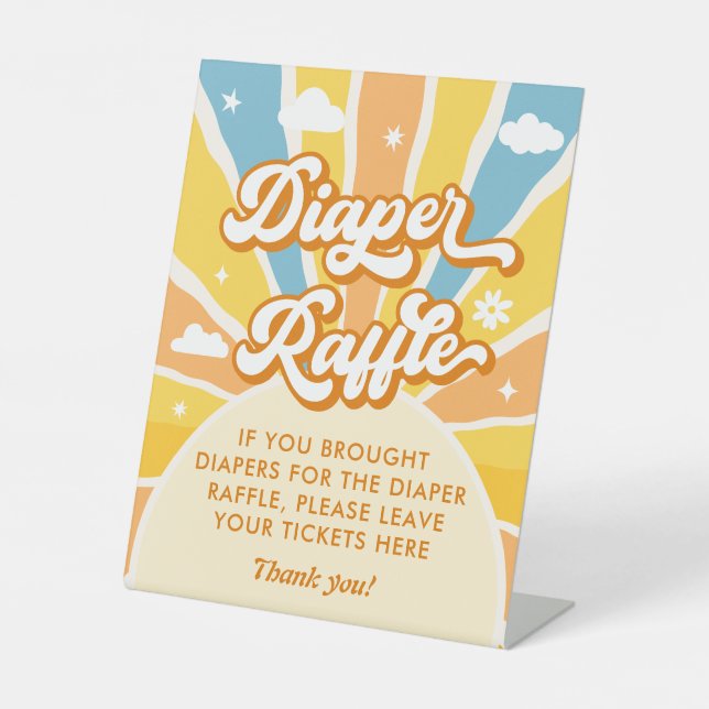 Expositor En L Aquí viene el pañal Baby Shower de Son Raffle (Anverso)