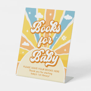 Expositor En L Aquí vienen los libros de Baby Shower de hijo para