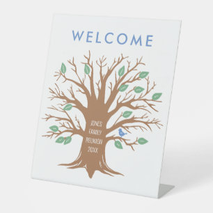 Expositor En L Árbol de familia personalizado con hojas y pájaros