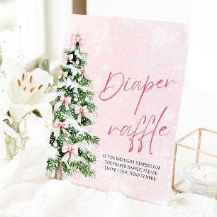 Expositor En L Arbol de Navidad Rosa Bow Baby Shower Diaper Raffl