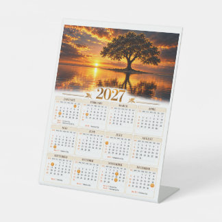 Expositor En L Árbol Majestuoso Atardecer 2027 Sobre Lago Dorado