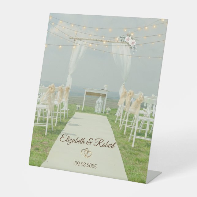Expositor En L Arbor String Lights Beach Wedding (Anverso)