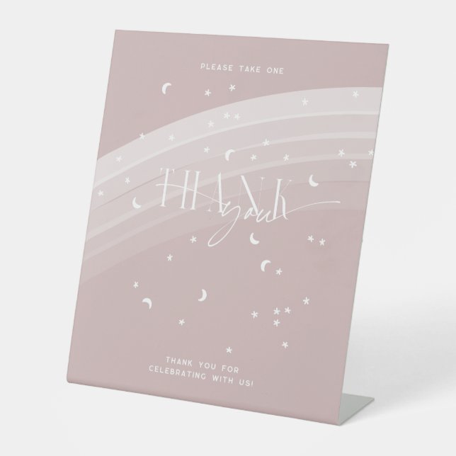 Expositor En L Arcoiris rosa moderno y estrellas Baby Shower blan (Anverso)