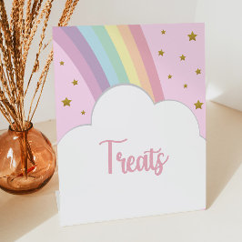 Expositor En L Arcoiris rosa y estrellas tratan a la mesa Fiesta