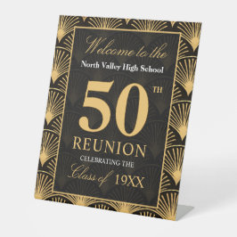 Expositor En L Art Deco Class of 1976 50th Reunion Pedestal Sign