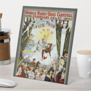 Expositor En L Arte de cartel de carnaval Mardi Gras móvil vintag