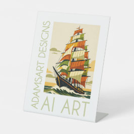Expositor En L Arte de IA de barco alto vintage en mesa