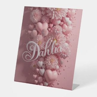 Expositor En L Arte mural de flor de dalia pastel con corazones