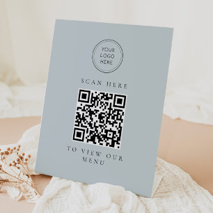 Expositor En L ARYA Moderno Sage Green Business Menu Código QR