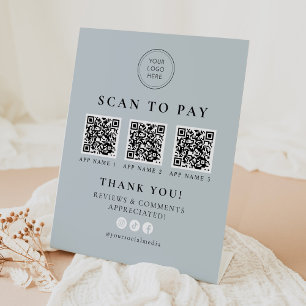 Expositor En L ARYA Sage Green Scan para pagar códigos QR empresa