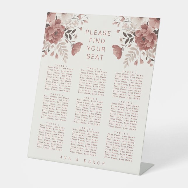 Expositor En L Asientos Bodas de flores rosadas rugosas (Anverso)