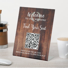 Expositor En L Asientos de boda de código QR botánico de madera r
