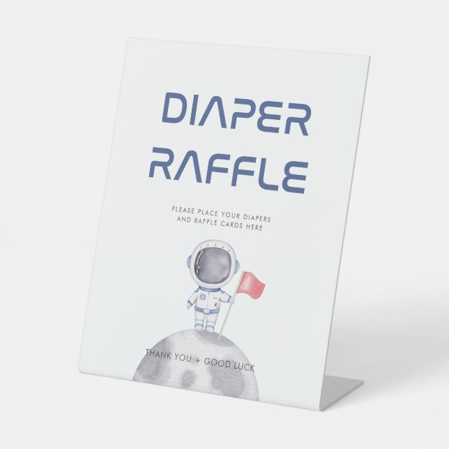 Expositor En L Astronauta Space Diaper Raffle Rótulo Baby Shower (Anverso)