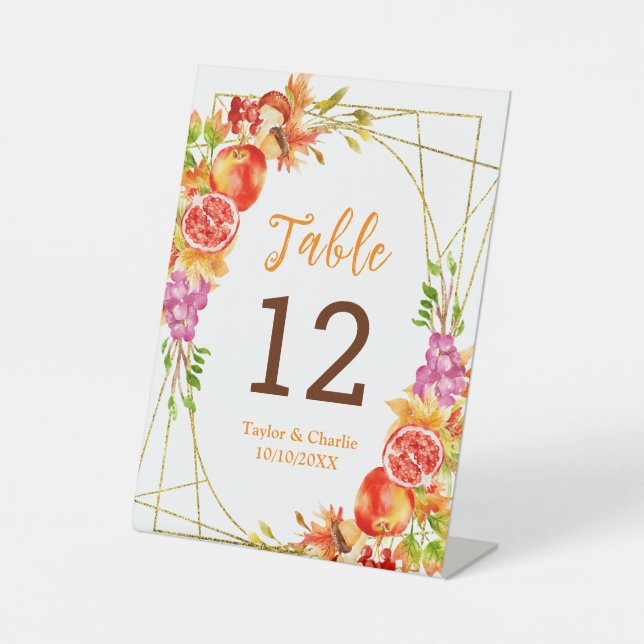 Expositor En L Autumn Fall Harvest Wedding Table Number (Anverso)