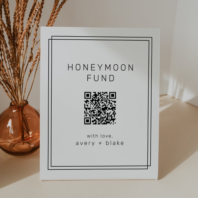 Expositor En L AVERY Modern QR Code Boda Fondo de luna de miel (AVERY Modern QR Code Wedding Honeymoon Fund Pedestal Sign)