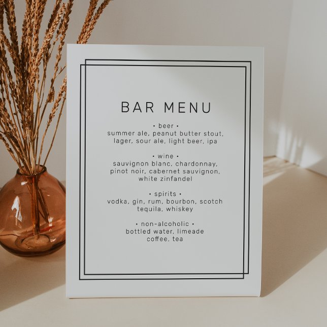 Expositor En L AVERY Moderno Boda Bar Rótulo de menú (AVERY Modern Minimalist Wedding Bar Menu Sign)