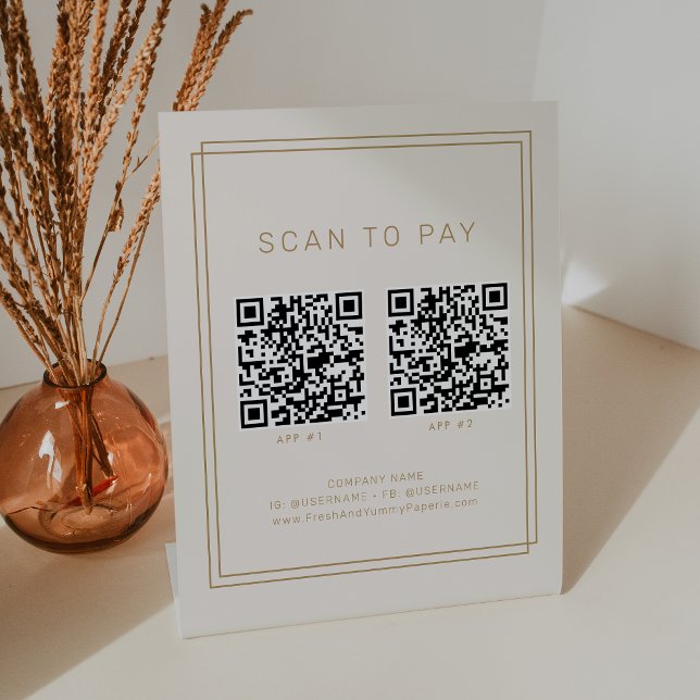 Expositor En L AVERY Negocio Oro Vintage 2 Aplicaciones Escanear  (AVERY Vintage Gold Business 2 Apps Scan To Pay Pedestal Sign)