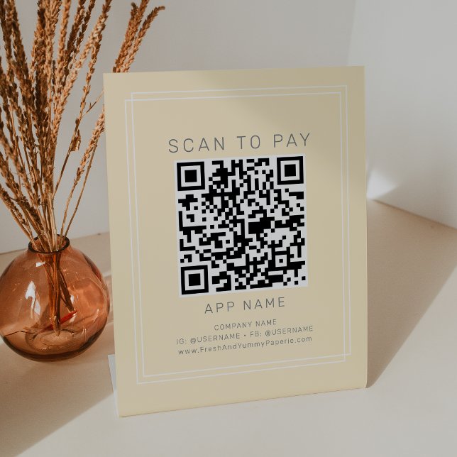Expositor En L AVERY Simple Mantequilla Amarilla Negocio Escanea  (AVERY Simple Butter Yellow Business Scan To Pay Pedestal Sign)