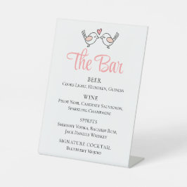 Expositor En L Aves amorosas negras Pájaros rosados Boda Bar