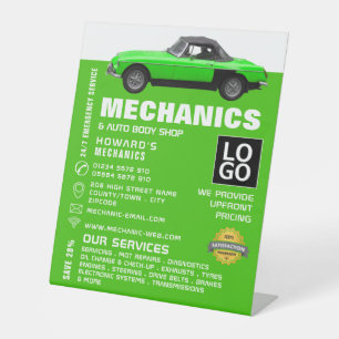 Expositor En L Aviso de coches clásicos, mecánica automática y re