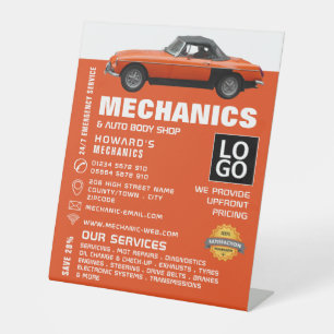 Expositor En L Aviso de coches clásicos, mecánica automática y re