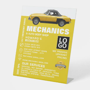 Expositor En L Aviso de coches clásicos, mecánica automática y re