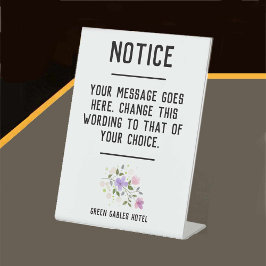 Expositor En L Aviso - Mensaje de hotel para invitados