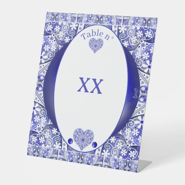 Expositor En L Azul de encaje cerámico de Grecia (Anverso)