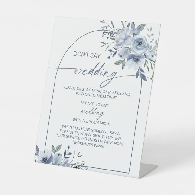 Expositor En L Azul turbio no digas Rótulo de juego Boda (Anverso)