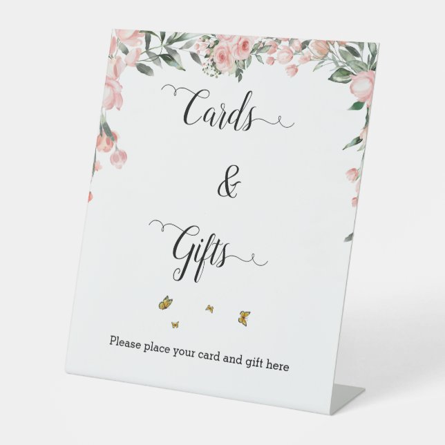 Expositor En L Azulejos rosados y naipes de mariposas acuarela (Anverso)