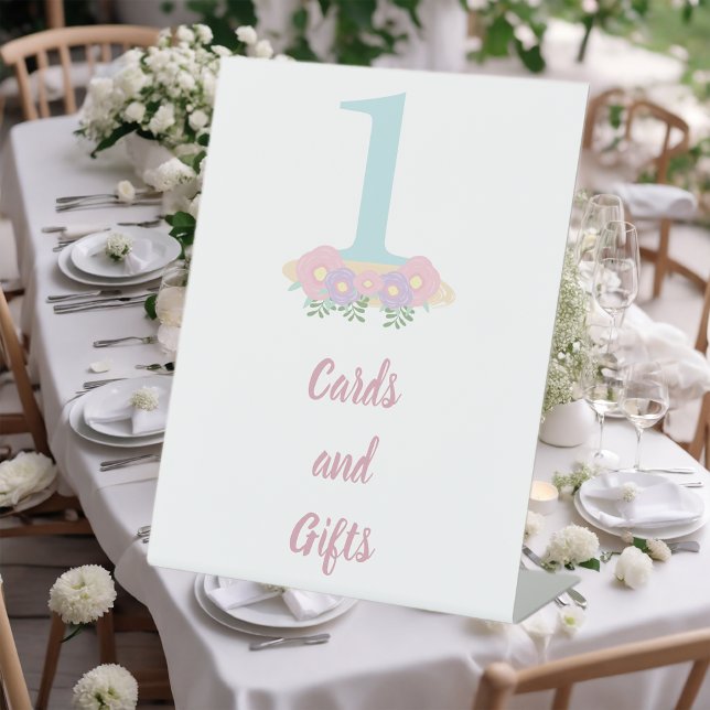 Expositor En L Azules florales, pastel rosa Primer regalo de cump (Subido por el creador)