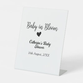 Expositor En L Baby in bloom baby shower simple black heart date