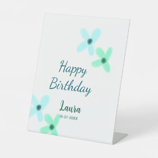 Expositor En L Baby kids 1st birthday add name blue green pastel 