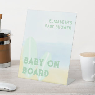 Expositor En L Baby On Board Surfing Beach Watercolor Baby Shower