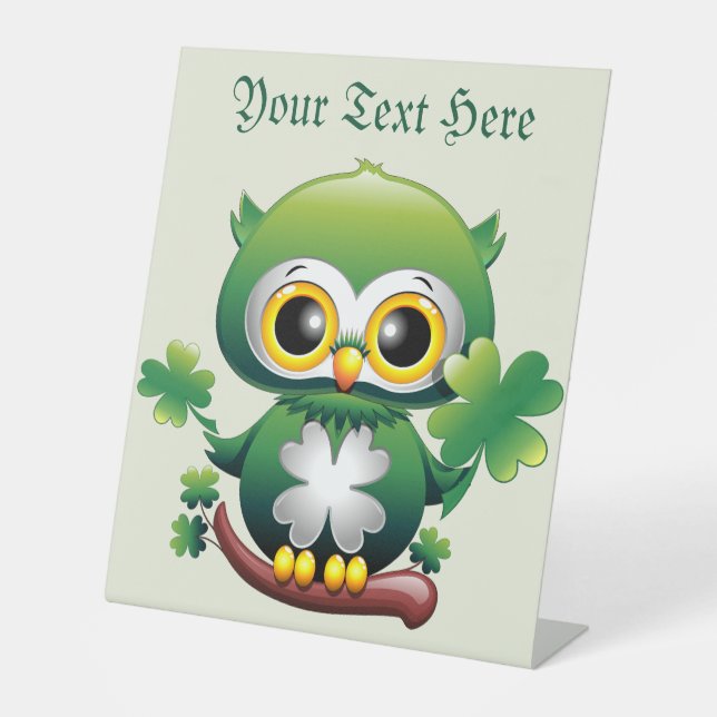Expositor En L Baby Owl Cute St Patrick Cartoon (Anverso)
