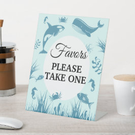 Expositor En L Baby Shower Blue Under Sea favorece el Rótulo