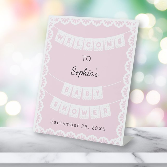 Expositor En L Baby Shower de bienvenida rosa de Cielito Lindo (Subido por el creador)
