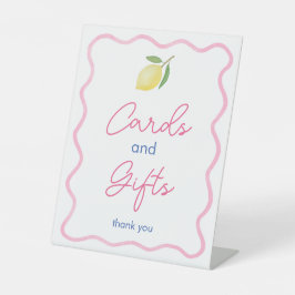 Expositor En L Baby Shower de tarjetas y regalos de cítricos de b