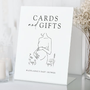Expositor En L Baby Shower de tarjetas y regalos minimalistas