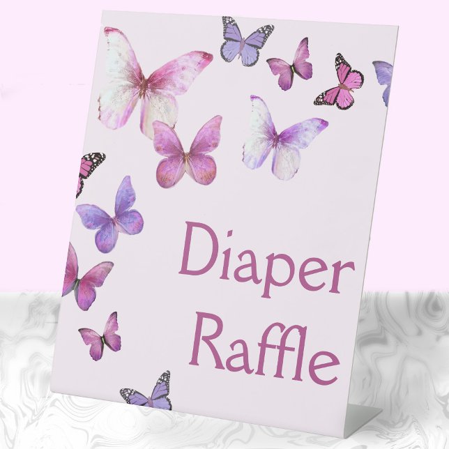 Expositor En L Baby Shower Diaper Raffle de mariposa rosa (Subido por el creador)