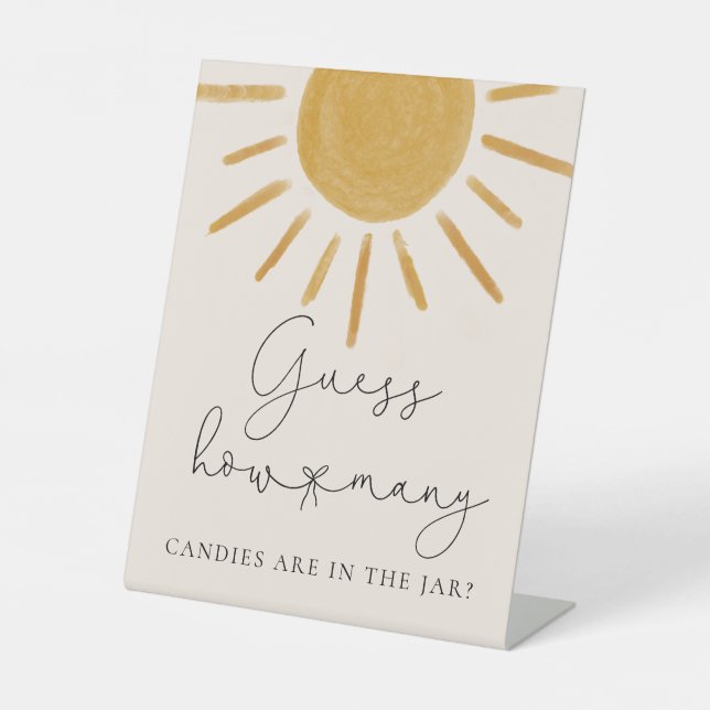 Expositor En L Baby Shower Retro Sun Adivinan Cuántos Canales (Anverso)