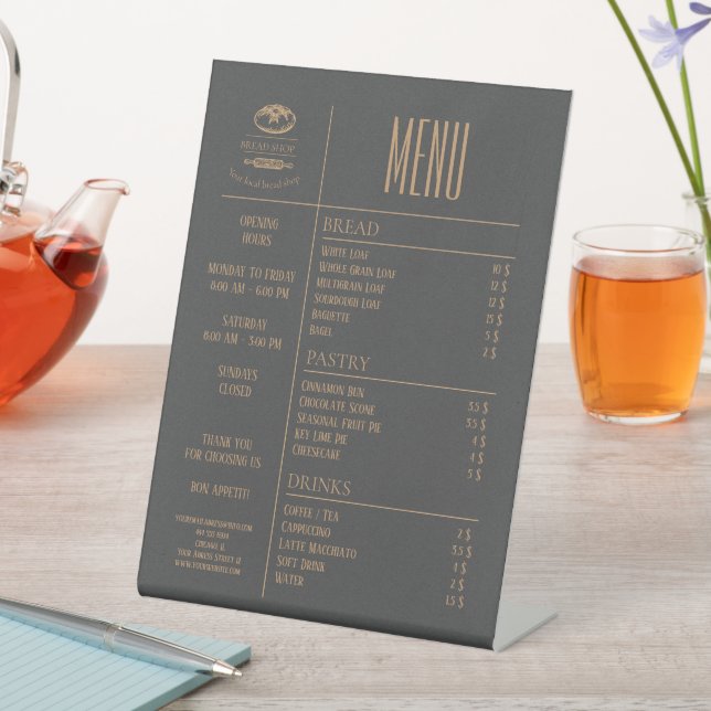 Expositor En L Bakery Small Caffee Table Menu Pedestal Sign (In Situ)