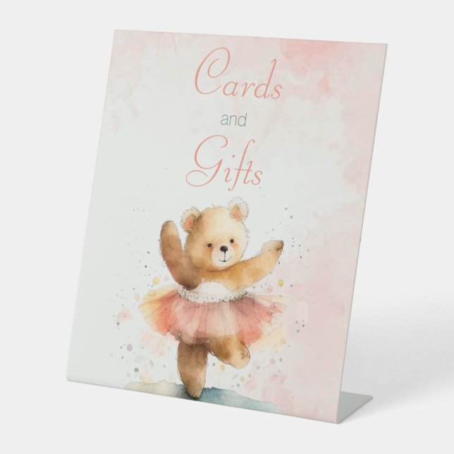 Expositor En L Balerín de oso pequeño acuarela rosa Cumpleaños (Anverso)