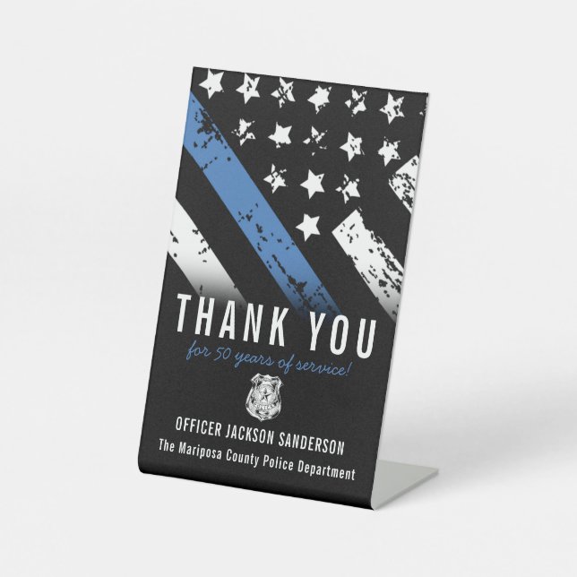 Expositor En L Bandera de la Línea Azul del aniversario de la jub (Anverso)