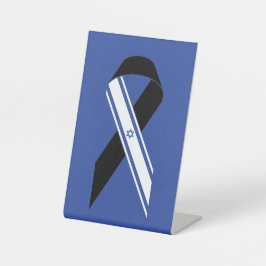 Expositor En L Bandera israelí azul conmemorativo de la cinta neg