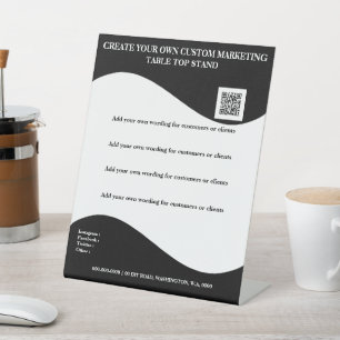 Expositor En L Banner blanco negro con logotipo oficina de escrit