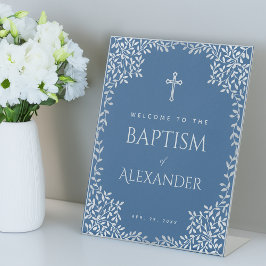 Expositor En L Baptismo Blue Boy Faux Silver Sale Bienvenida