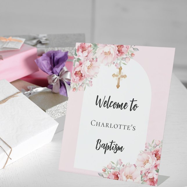 Expositor En L Baptismo florines rosas arco chica bienvenida (Subido por el creador)