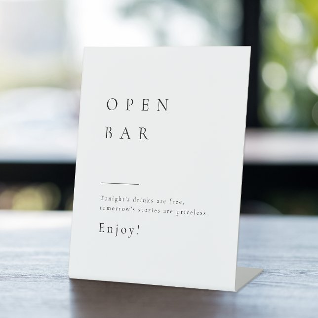 Expositor En L Bar abierto Boda moderno de estilo sencillo (Simply Elegant Modern Wedding Open Bar Pedestal Sign)
